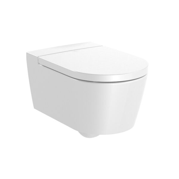 Inspira Round Rimless Стенна тоалетна чиния със седалка Supralit плавно спускане Roca