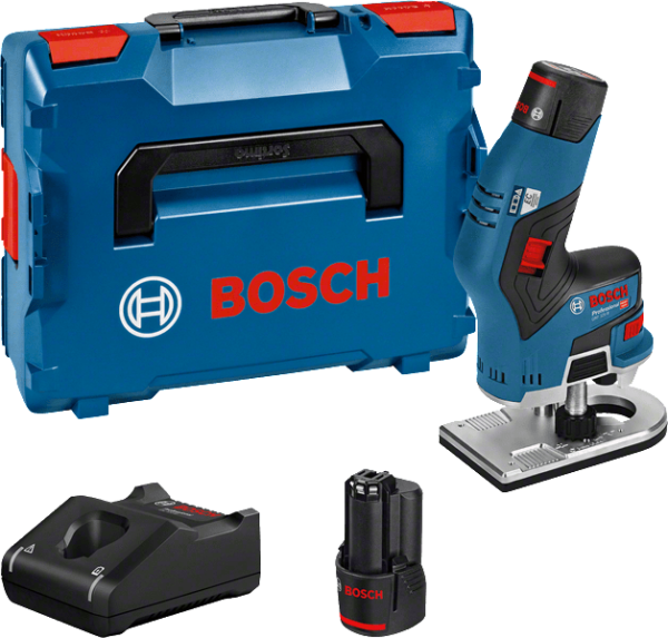 Акумулаторна фреза Bosch GKF 12V-8 Professional 12 V,8 мм 06016B0000 с 2 батерии 3 ah, зарядно и куфар