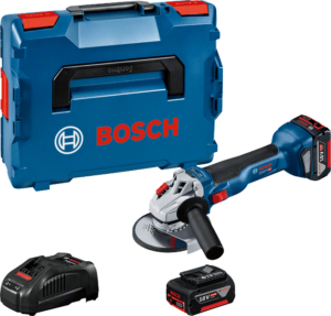 Акумулаторен ъглошлайф Bosch GWS 18V-10 06019J4004 с 2 батерии 5 ah, зарядно и куфар