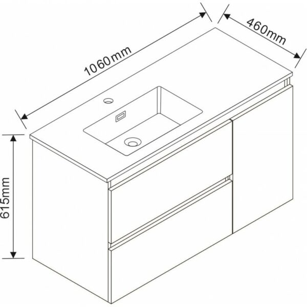 Долен шкаф с умивалник от камък iStone 106cm Inter Ceramic