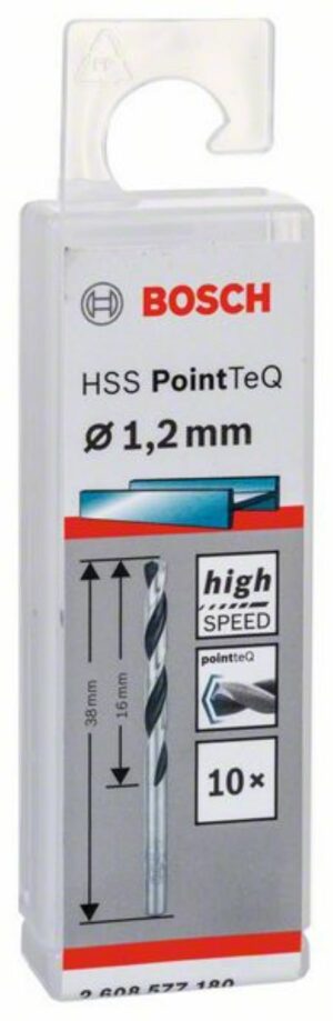 Спирално свредло HSS, PointTeQ, 1.2x16x38mm,2608577180 Bosch