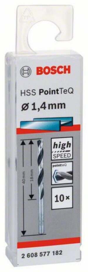 Спирално свредло HSS, PointTeQ, 1.4x18x40mm,2608577182 Bosch