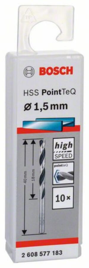 Спирално свредло HSS, PointTeQ, 1.5x18x40mm,2608577183 Bosch