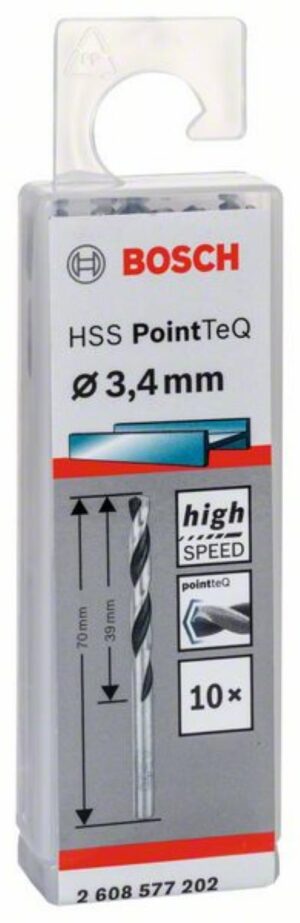 Спирално свредло HSS, PointTeQ, 3.4x39x70mm, 2608577202 Bosch
