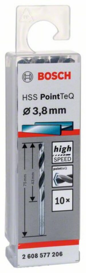 Спирално свредло HSS, PointTeQ, 3.8x43x75mm, 2608577206 Bosch