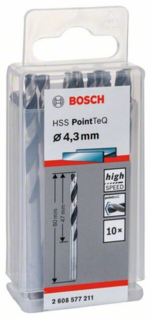Спирално свредло HSS, PointTeQ, 4.3x47x80mm, 2608577211 Bosch