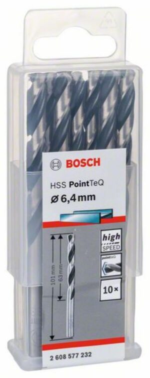 Спирално свредло HSS, PointTeQ, 6.4x63x101mm, 2608577232 Bosch