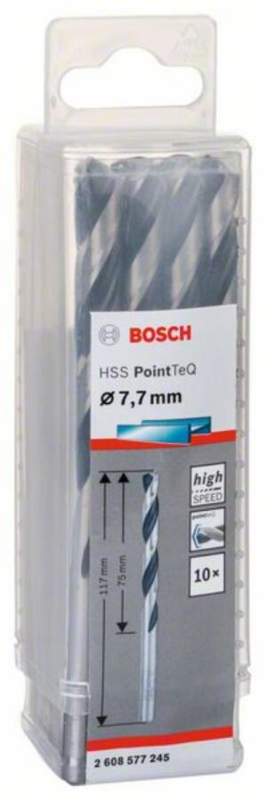 Спирално свредло HSS, PointTeQ, 7.7x75x117mm,2608577245 Bosch
