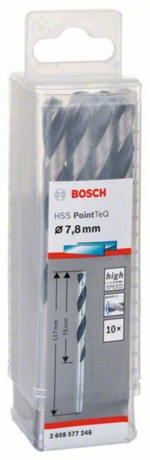 Спирално свредло HSS, PointTeQ, 7.8x75x117mm, 2608577246 Bosch