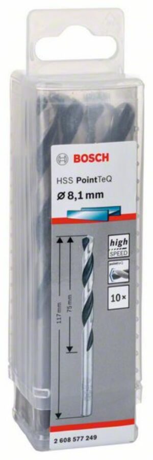 Спирално свредло HSS, PointTeQ, 8.1x75x117mm 2608577249 Bosch