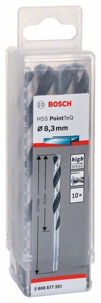 Спирално свредло HSS, PointTeQ, 8.3x75x117mm,2608577251 Bosch