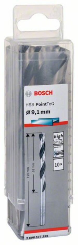 Спирално свредло HSS, PointTeQ, 9.1x81x125mm,2608577259 Bosch