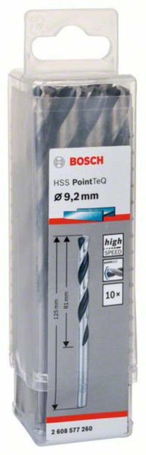 Спирално свредло HSS, PointTeQ, 9.2x81x125mm,2608577260 Bosch