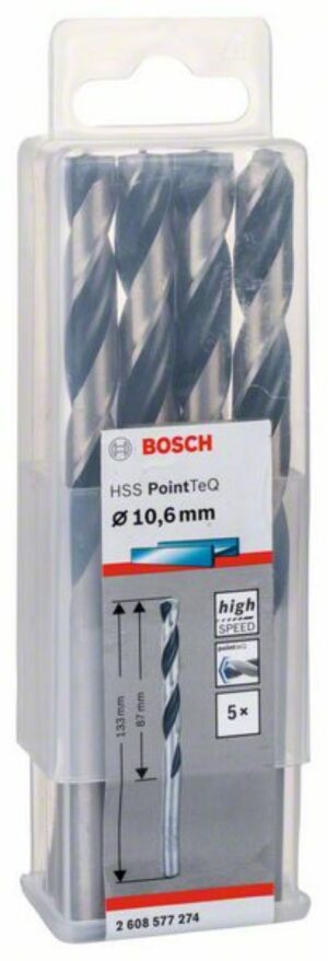 Спирално свредло HSS, PointTeQ, 10.6x87x133mm 2608577274 Bosch