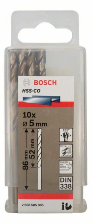 Кобалтово свредло HSS-Co, 10бр, 2608585885, Bosch
