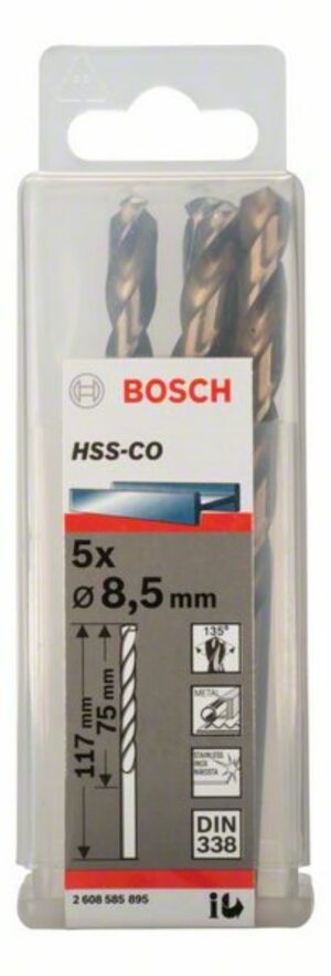 Кобалтово свредло HSS-Co, 5бр, 2608585895, Bosch