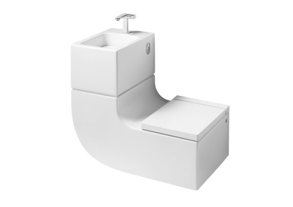 Roca W+W Порцеланова тоалетна чиния и умивалник за стенен монтаж 2 в 1