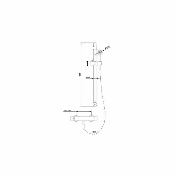 Термостатен смесител за душ с тръбно окачване Nexos Teka