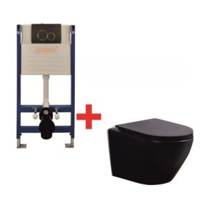 Тоалетна за вграждане Глори 5в1 Rimless черен мат Inter Ceramic