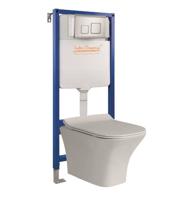 Рая 5в1 Rimless Комплект тоалетна за вграждане Inter Ceramic