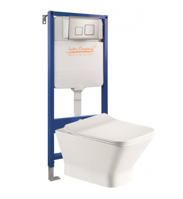 Бари 5в1 Rimless Комплект тоалетна за вграждане Inter Ceramic