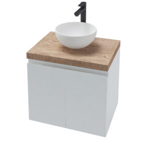 Долен шкаф за баня Compact с врати и дървен плот 50cm