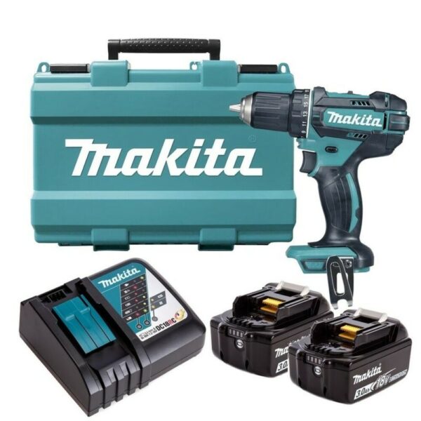 Акумулаторен двускоростен винтоверт Makita DDF485RFE 18 V, 50 Nm с 2 броя батерии 3 ah, зарядно и куфар
