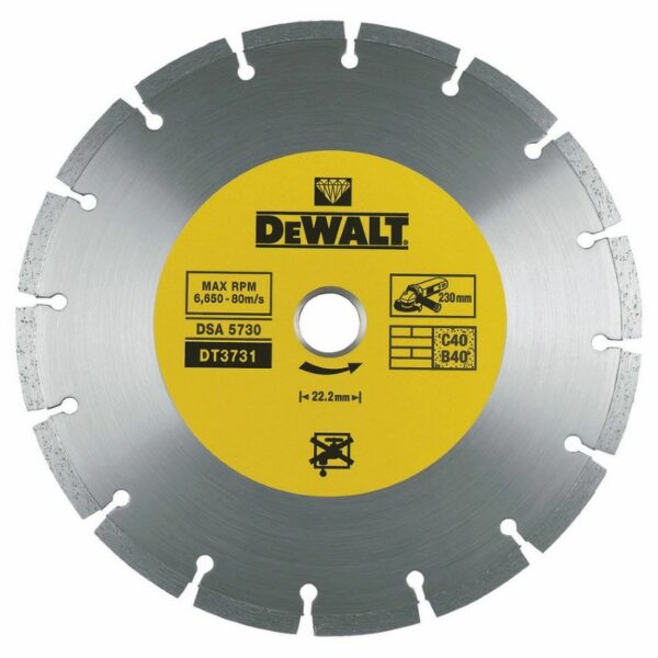 Диамантен диск за сухо рязане DeWALT DT3731,230x22.23x2.3 мм