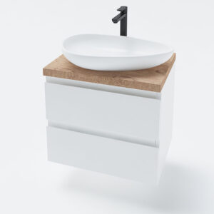 Долен шкаф за баня Firenze с чекмеджета и дървен плот 60cm