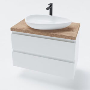 Долен шкаф за баня Firenze с чекмеджета и дървен плот 80cm