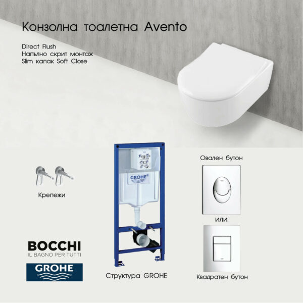 Комплект структура Grohe с тоалетна Avento Villeroy & Boch