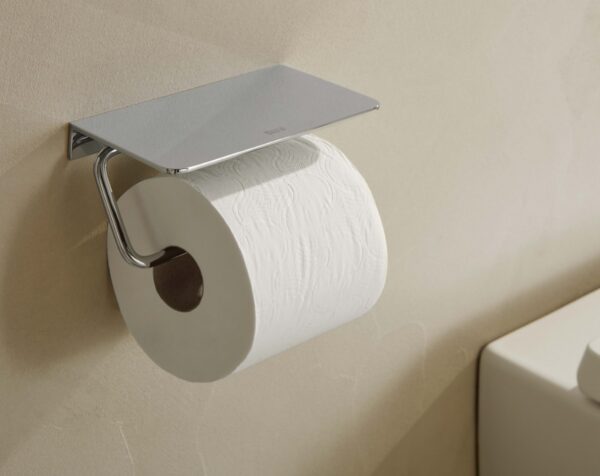 Държач за тоалетна хартия с полица Hotels 2.0 Round, хром Roca