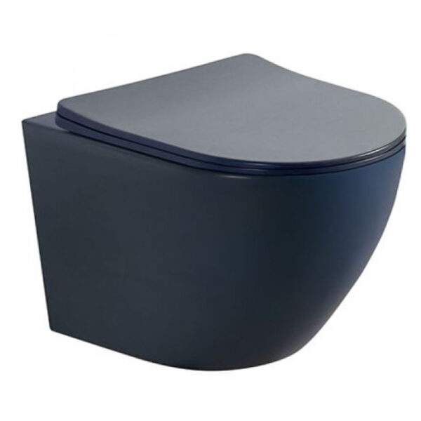 Стенна тоалетна чиния с тънка седалка Rimless, черен мат Inter Ceramic