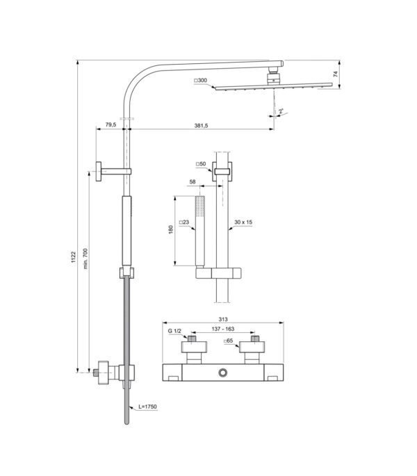 Термостатна душ колона Ceratherm C100 Ideal Standard