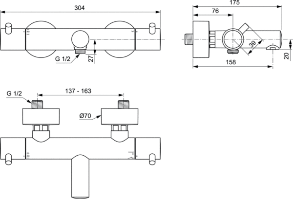 Термостатен смесител за вана/душ Ceratherm T125 Ideal Standard