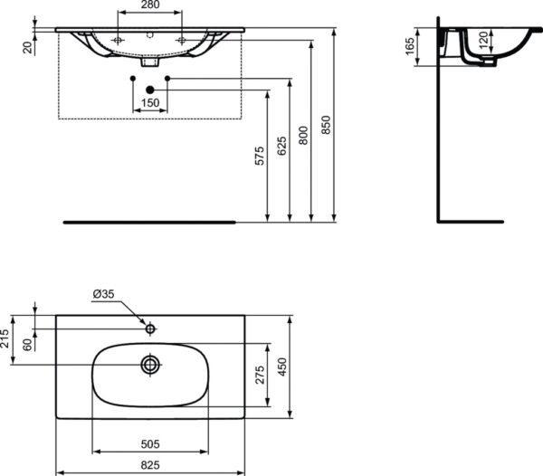 Долен шкаф за баня Tesi с умивалник 80cm Ideal Standard
