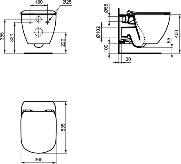Тоалетна за вграждане Tesi AquaBlade плавно спускане Ideal Standard