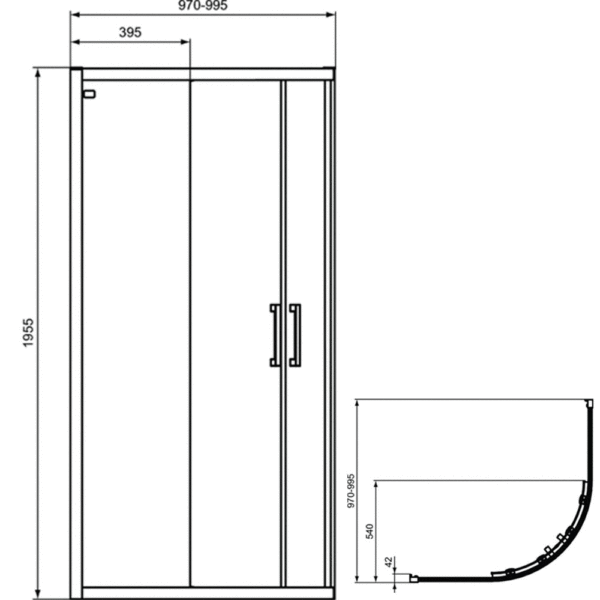 Овална душ кабина Connect 2 100х100 сребро Ideal Standard