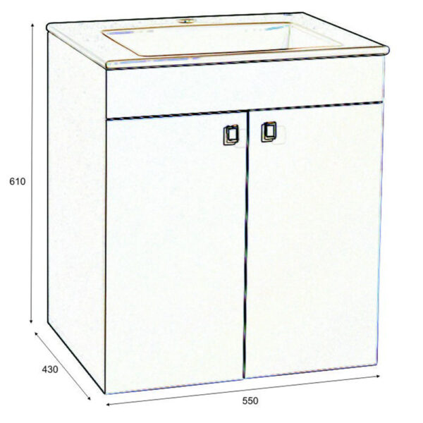 Долен шкаф за баня Атина конзолен с умивалник 55cm Баня М