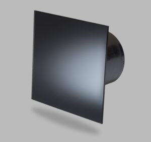 Дизайнерски вентилатор за баня MMP с черно стъкло, гланц ø100 MMotors