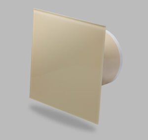 Дизайнерски вентилатор за баня MMP със стъкло, екрю ø100 MMotors