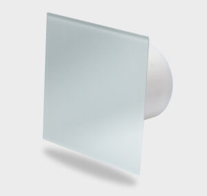 Дизайнерски вентилатор за баня MMP с бяло стъкло, мат ø100 MMotors