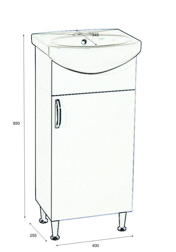 Долен шкаф за баня Мини на крака с умивалник 40cm Баня М