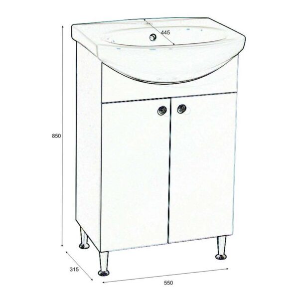 Долен шкаф за баня Нео с умивалник 55cm Баня М