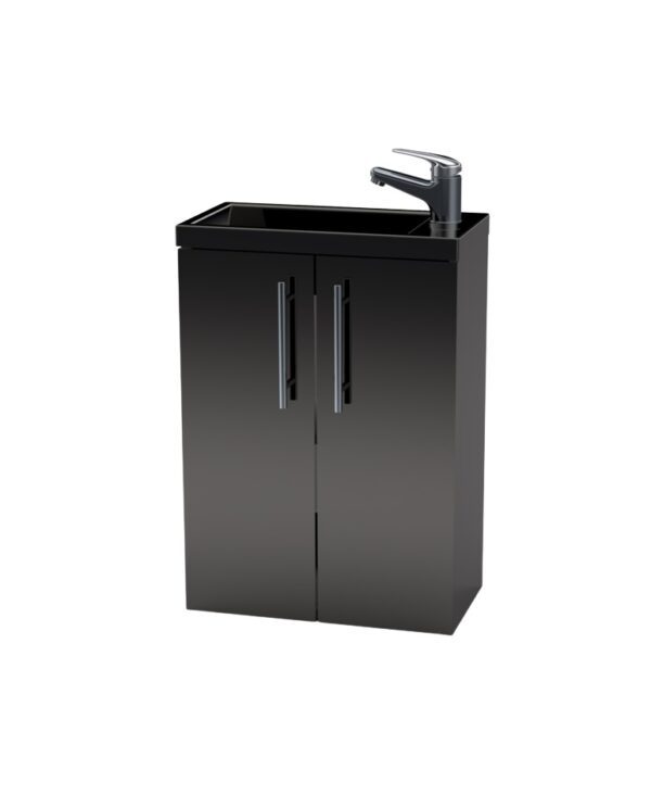 Долен шкаф за баня Mini с умивалник 43cm черен мат