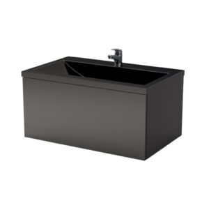 Долен шкаф за баня Milano с умивалник 80cm черен мат