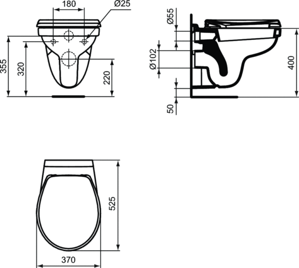 Тоалетна за вграждане Seva Fresh тясна структура Ideal Standard