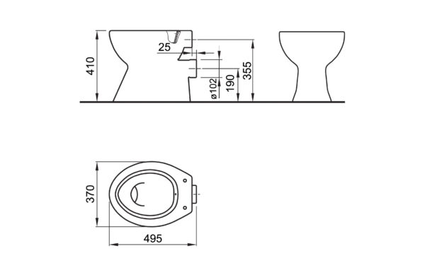 Classica 2.0 Тоалетна чиния с бидетна арматура Fayans, хоризонтално оттичане със седалка и капак