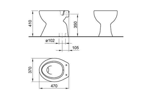 Classica 2.0 Тоалетна чиния с бидетна арматура Fayans, вертикално оттичане със седалка и капак