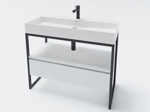Долен шкаф за баня Milano с умивалник, чекмедже и крака 100cm